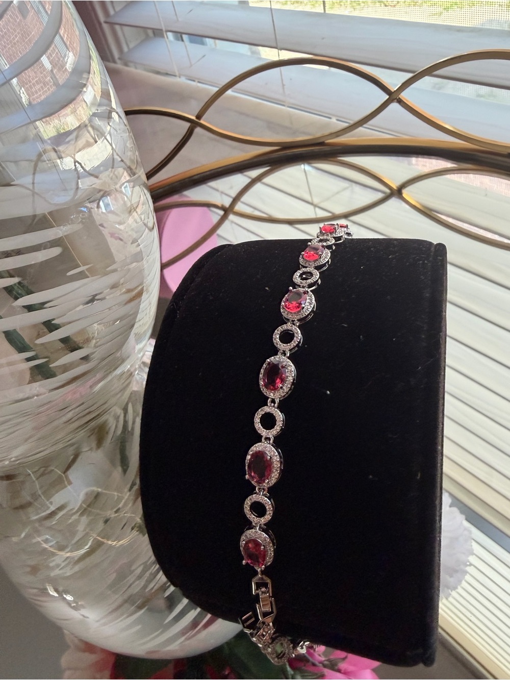 Elegant ruby Crystal Tennis Bracelet - Women Jewelry